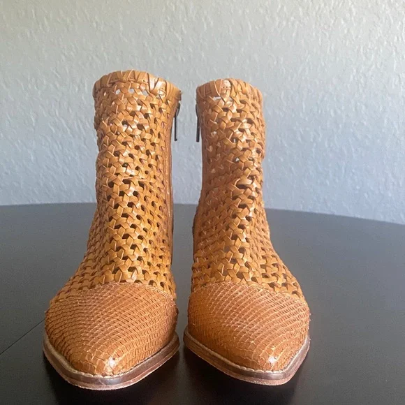 Free People Woven Tan Ankle Boots - Picture 4 of 7